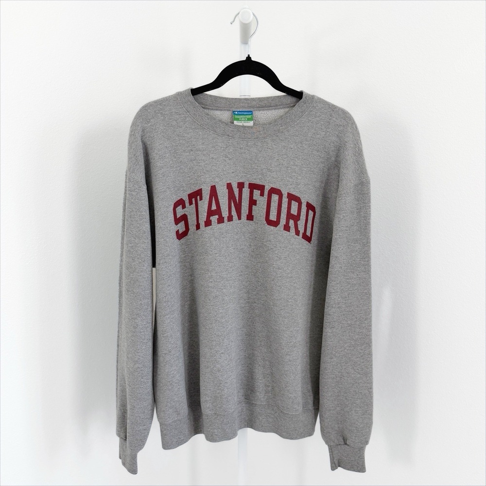 Vintage Stanford Champion Crewneck Fleece Sweatshirt Mens Large Gray Burgundy